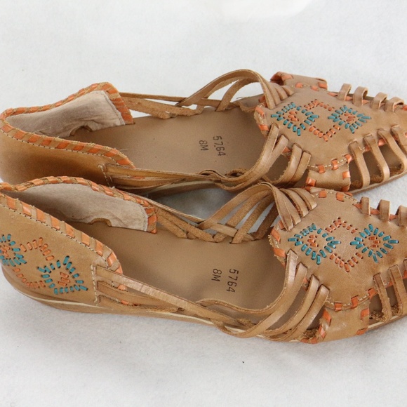 New RATIO Brazilian Leather Woven Strappy Sandals Sz 8 US Wmn - Picture 7 of 8
